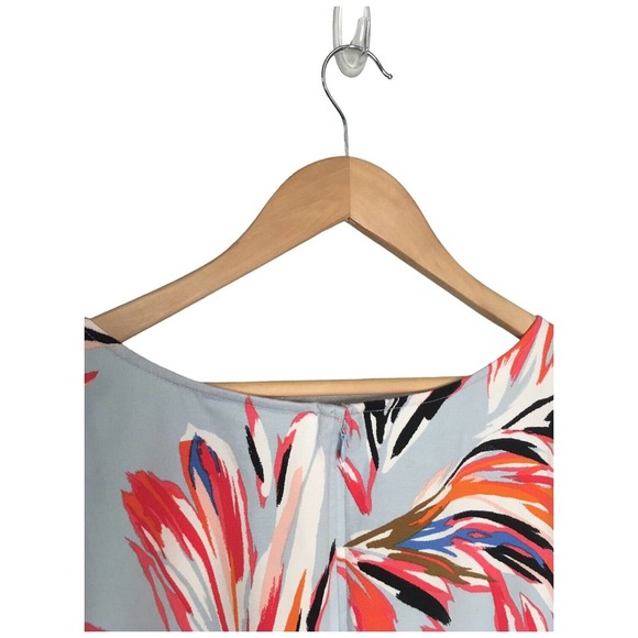 Lane Bryant Tropical V Neck Brush Stroke Sleeveless Belted Dress Light Blue 24 - Picture 7 of 13